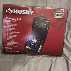 Husky 27 Piece Air Tool Kit W/ 1/2-in. Impact, 3/8-in. Ratchet, Die Grinder, Hammer, Sockets, Chisels, Grinding Stones…..