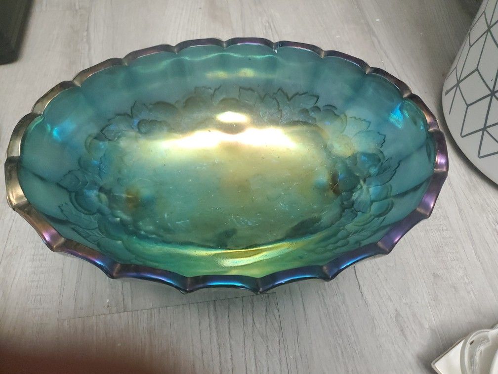 Carnival Glass Oval Bowl