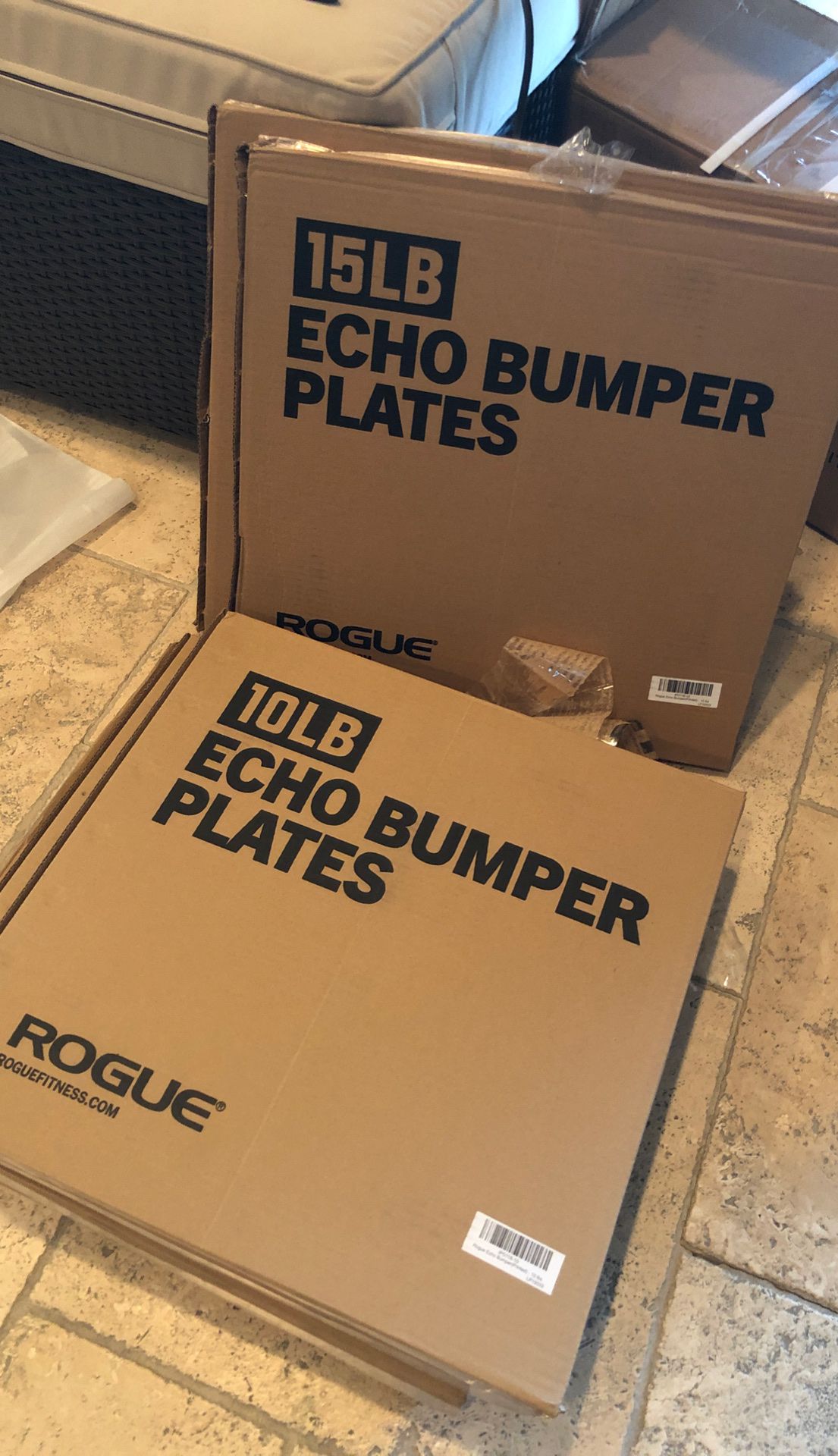 Rogue echo v2 bumper plates 10lbs $150 a pair 15 lbs $165 a pair