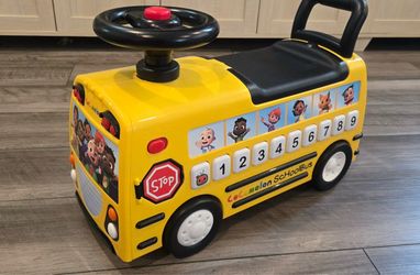 CoComelon Musical Learning School Bus Ride-On Toy with Storage & Working Sounds