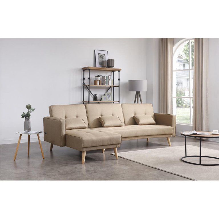 Convertible L-shaped Sleeper Sectional Sofa, Right Facing