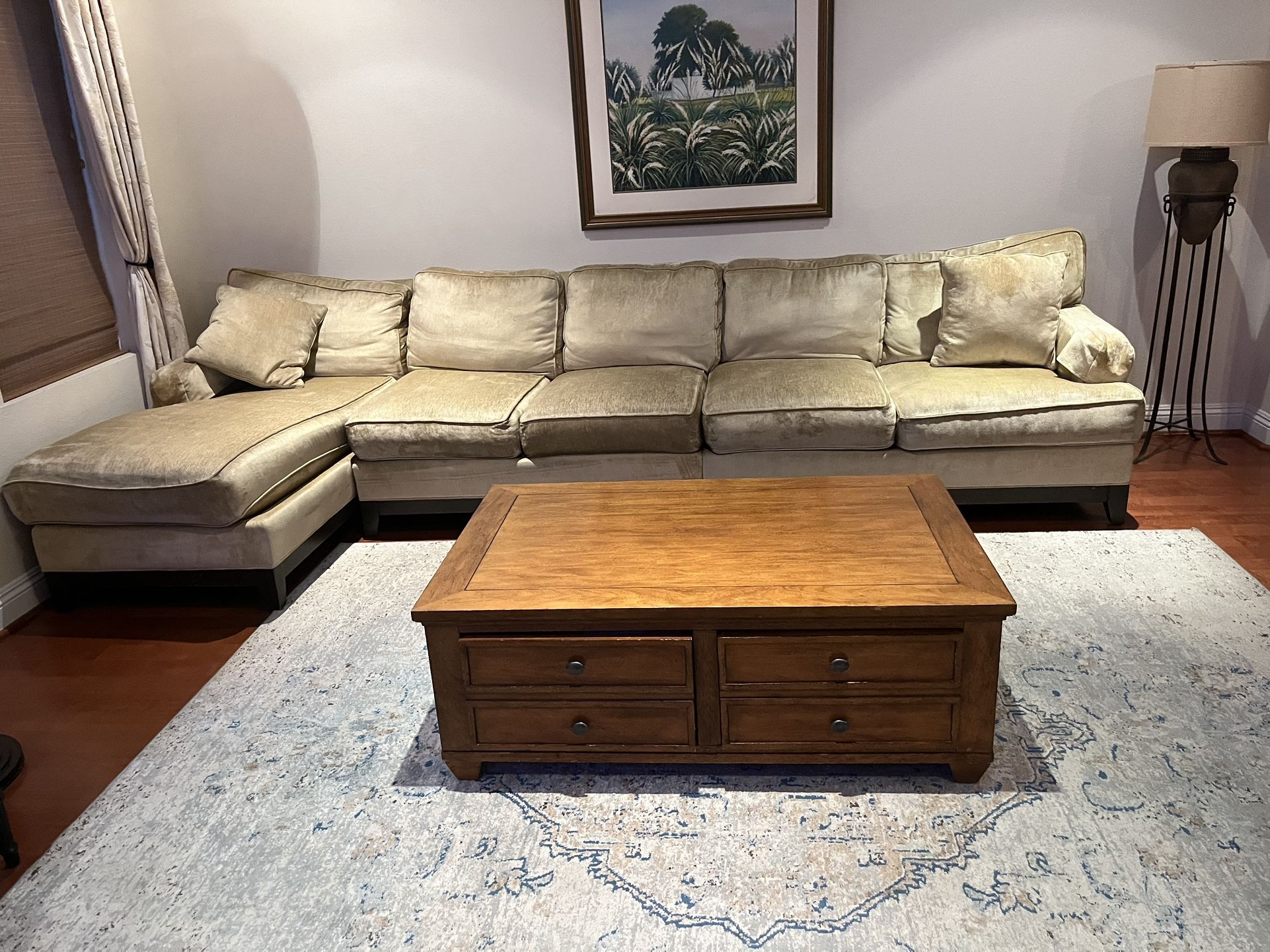 Left Arm chaise light beige sofa seats 6 people originally $5600