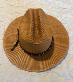 Brown Straw Wide Brim Western Hat