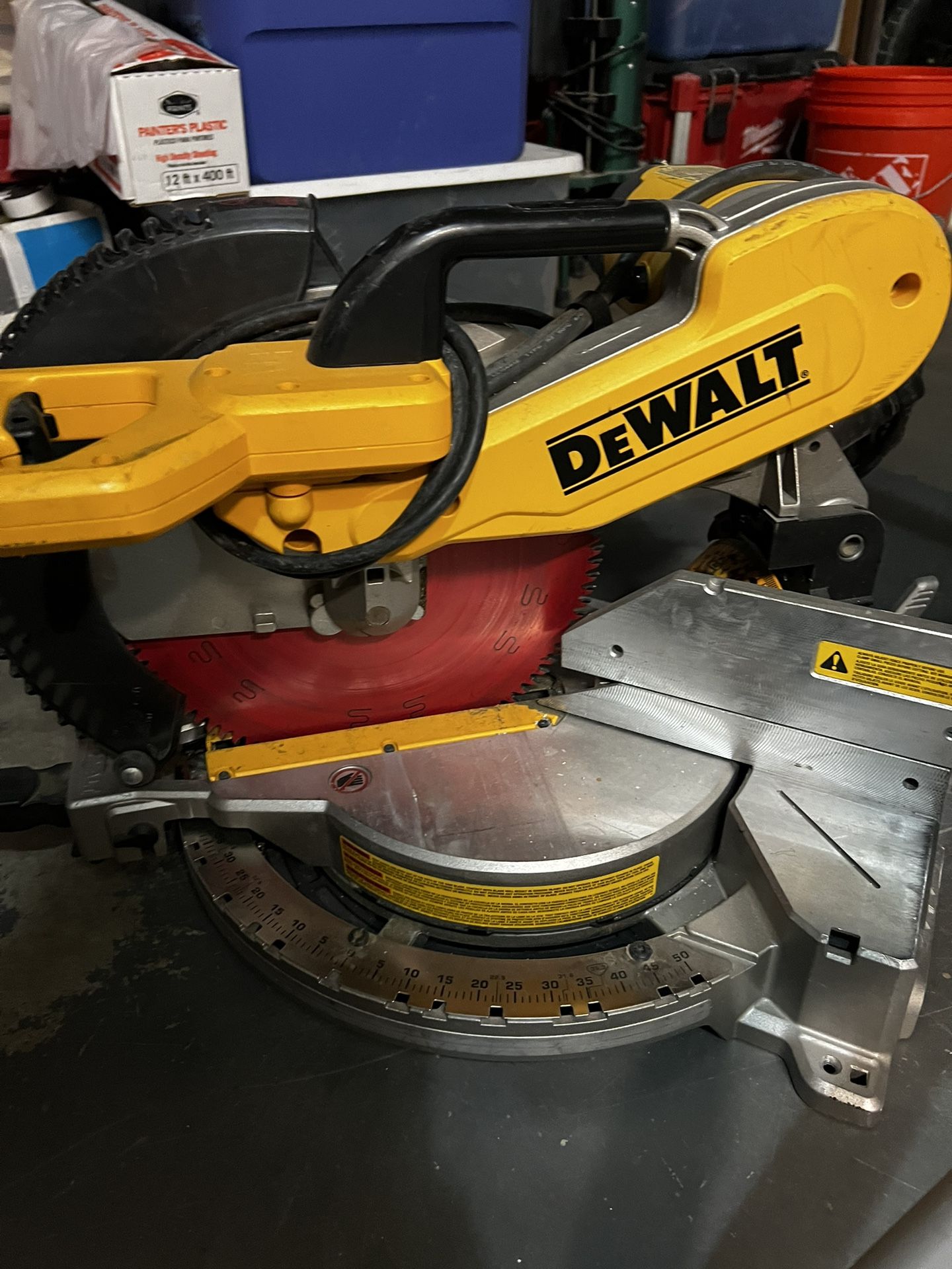 Dewalt 12” Chop Saw & 7 1/4” Table Saw With Rolling Jobsite Legs.