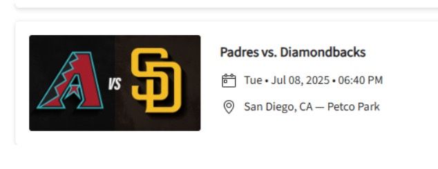 Padres vs Diamondbacks 7/8