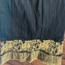 Beautiful Black with Wine Red Color with golden zari Cotton Silk Saree(Half Saree Model) With unstitched attach blouse for $35