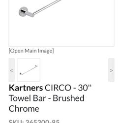 Kartners,  Towel Bar 30" Brushed Chrome,  Model Number 365300-85