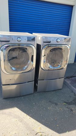 LG HE STEAM WASHER ELECTRIC STEAM DRYER SET WORKS GREAT CAN DELIVER