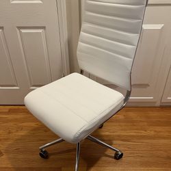 Brand New White Leatherette and Metal Office Chair
