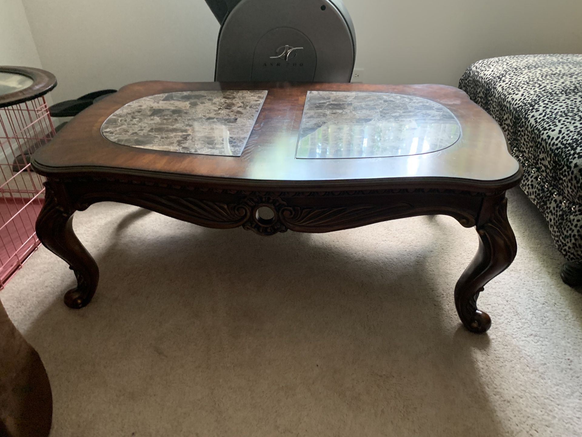 Marble coffee table with matching end tables