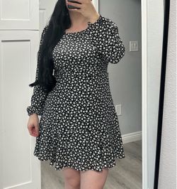 Row A Black Floral Long Sleeve Mini Dress