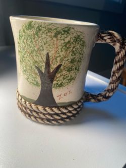 Handmade Ceramic Mug with Rope Detail