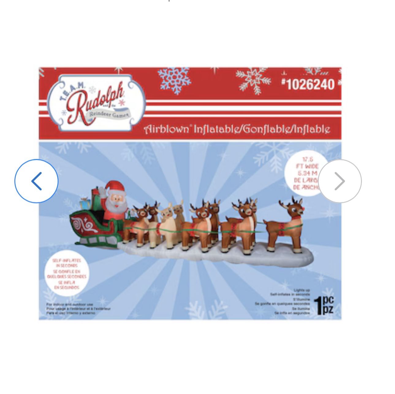 "Team Rudolph" 5.5' tall, 17.5' long inflatable Christmas Decoration