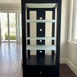Black And Frosted Glass Shelving Unit