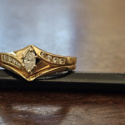 Older Bridal Set 14K Gold Diamond Ring