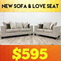 New Beige Sofa Set Couch 2pc - Delivery Available 