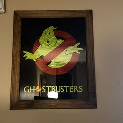 Vintage Ghost Buster Wood Frame Rare Item Green Color On Black 
