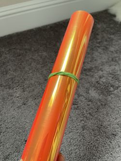 TECKWRAP Holographic Chrome Craft Vinyl 1ft x 5ft, Fluorescent Orange