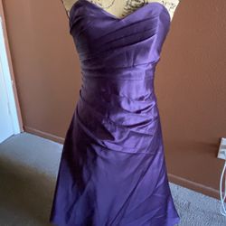 Michaelangelo Bridesmaid Plum Purple Short Formal Dress; Size 2 And Size 16
