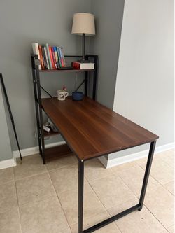 Desk with shelving built in