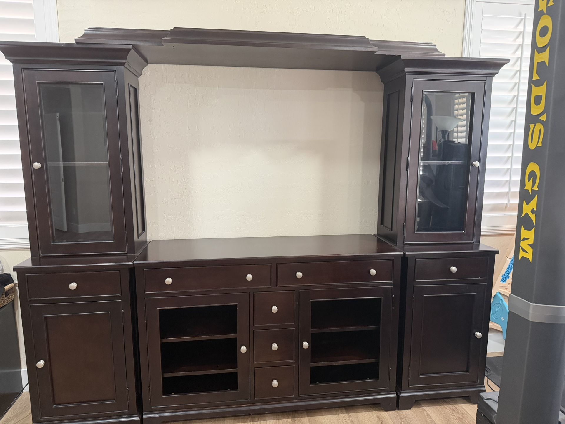 Dark Espresso 6-Piece Solid Wood Media Wall Unit $150