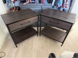Pair of Pottery Barn reclaimed pine nightstands - excellent condition