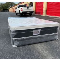 NEW Mattress Queen Size Plush Pillowtop With Box Spring // Offer  🚚