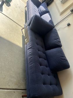 Navy Blue Tufted Fabric Sofa