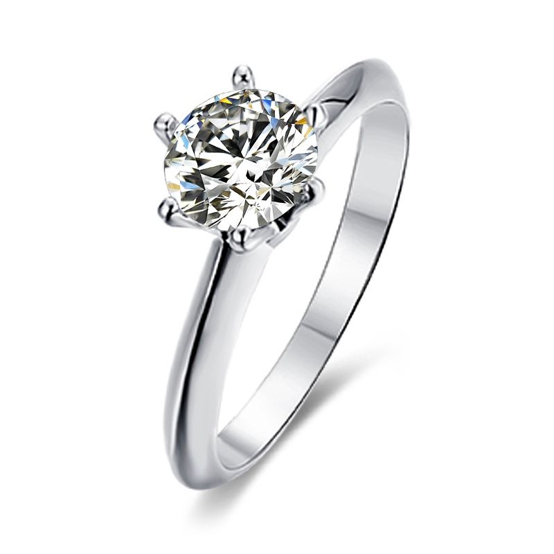 1 Carat Round Cut Moissanite Engagement Ring – Classic 6-Prong Solitaire in S925 Sterling Silver non tarnish jewelry