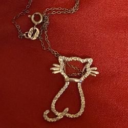 Cat Necklace  925 And Diamonds 