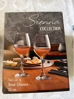 Sienna Collection 13 oz. Rosé Wine Glasses – Set of 4 – Brand New