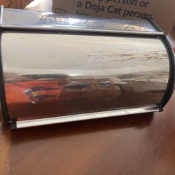 Bread Box Chrome Metal Roll Top