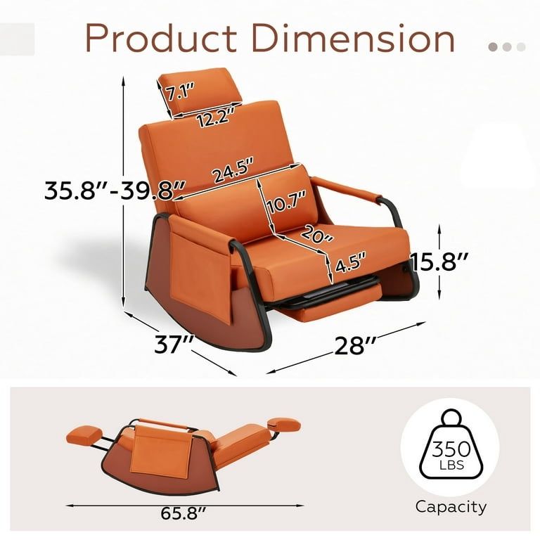 Rocking Chair With Retractable Footrest And Adjustable Backrest $99 Warehouse Clearance Sale 🔥First Come, First Served🔥 🔥Reserve with a Deposit