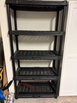 Black Plastic 5-Tier Storage Shelving Unit