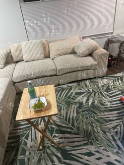 Cream Corduroy Sectional Sofa