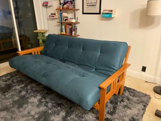 Full-Size Futon – Wood Frame + Mattress