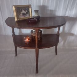 Antique Half Moon 2 Shelf Nightstand From The 1940s