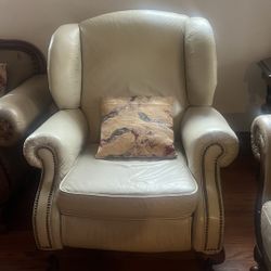 beige leather reclining armchair