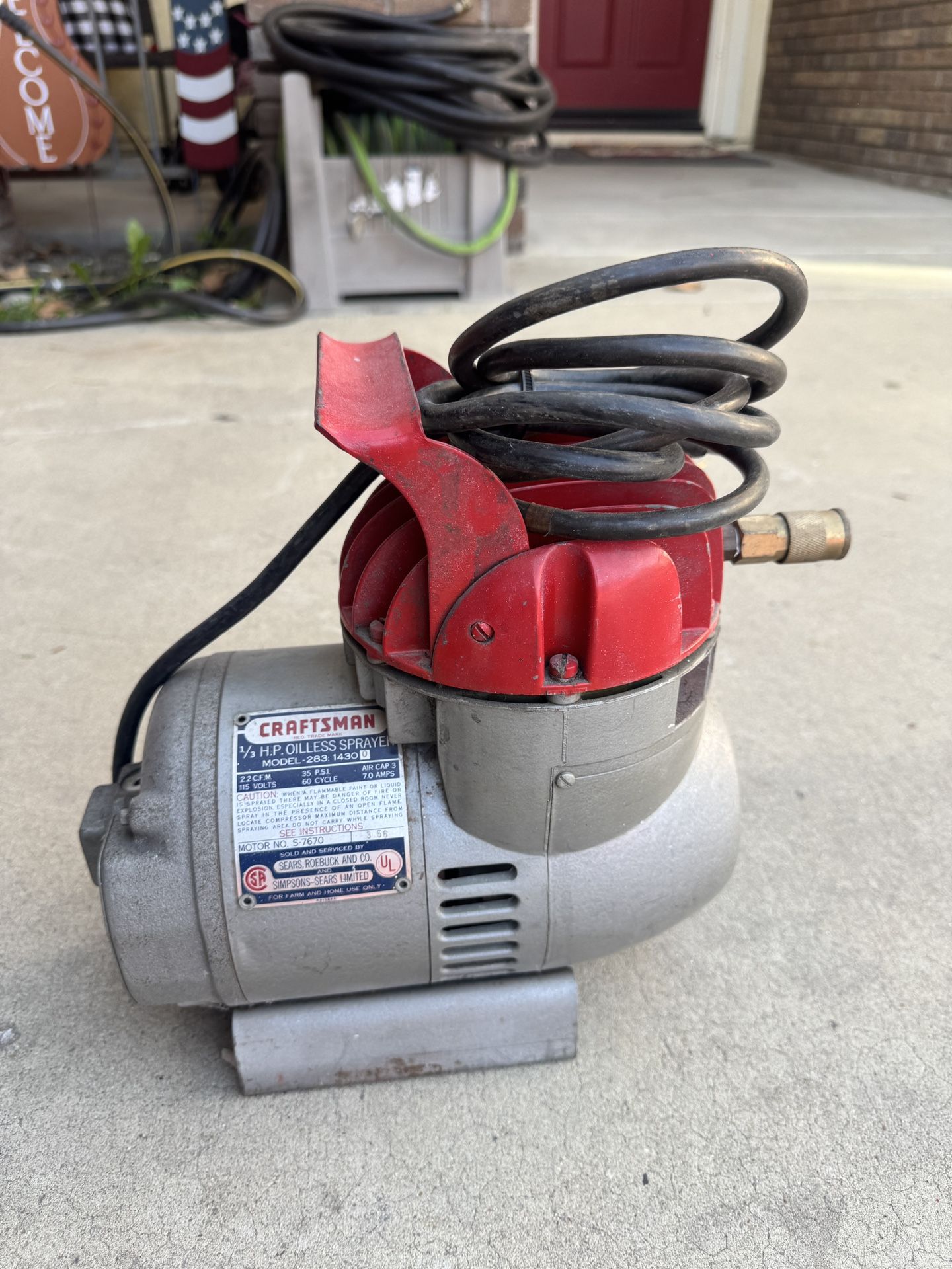 Vintage Craftsman Oilless Sprayer - Air Compressor