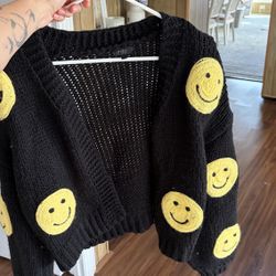 Black Smiley Face Cardigan 