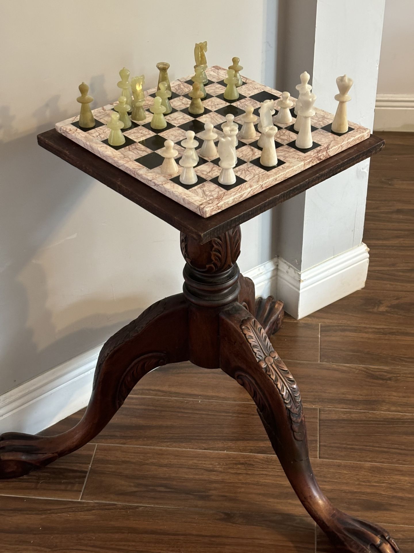 Antique Table + Chess Board