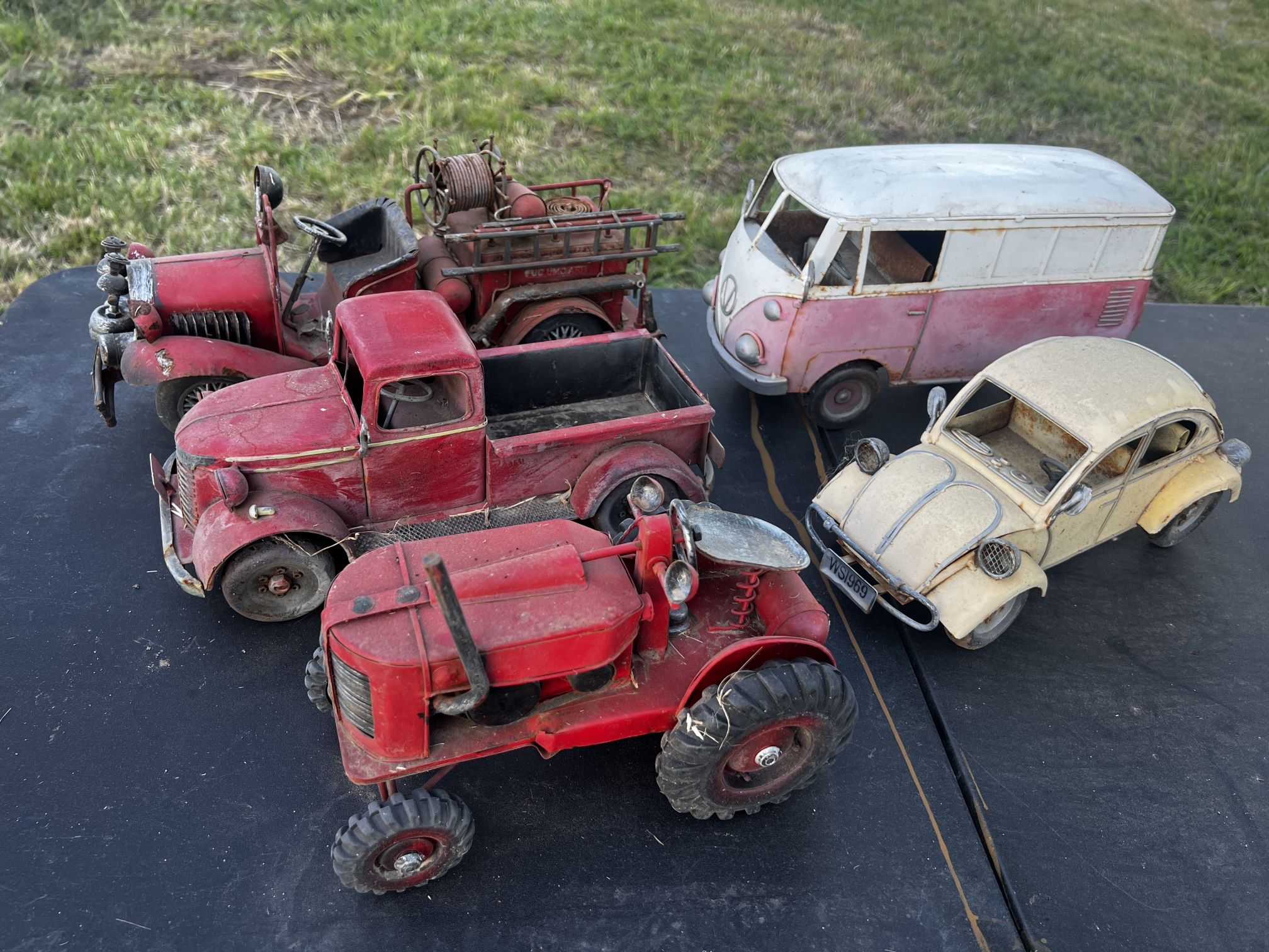 Vintage Metal Cars Vehicles Truck Firetruck Tractor