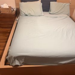 Queen Bed Frame , Spring Box And Mattress 