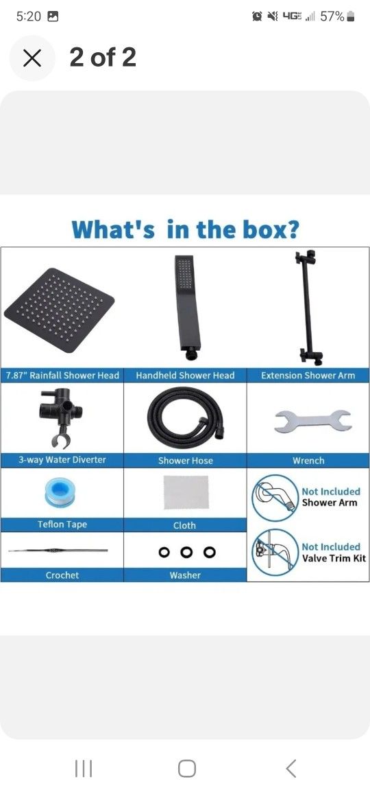 GPromise All Metal Dual Square Shower Head Combo 8" Rain Shower Head for Sale in Concord, NC