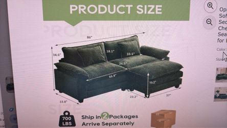 Ottoman + Sofa – Clean & Gently Used-86”-almost new