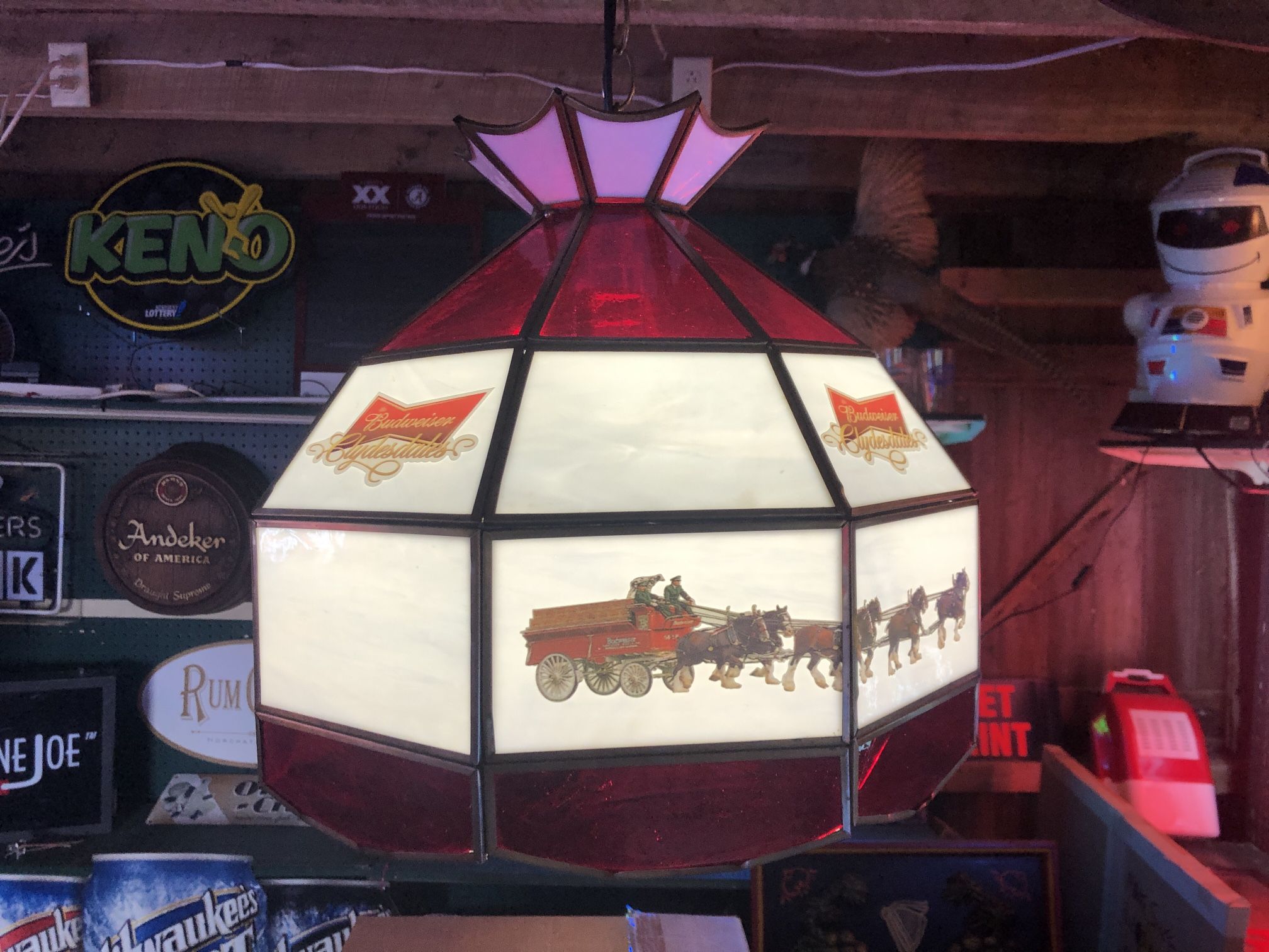 Budweiser Clydesdales Hanging Stained Glass Lamp Light