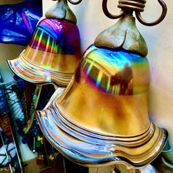 2 Hand made Glass Hanging Lamps