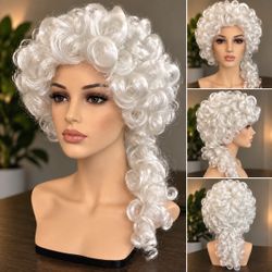 White Baroque Curly Costume Wig