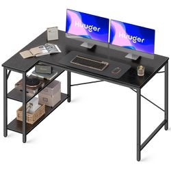 Huuger L Shaped Desk, 47 Inches Computer Desk With Reversible Storage Shelves, Gaming Desk, Corner Desk