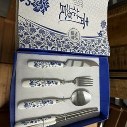 Blue & White Cutlery 